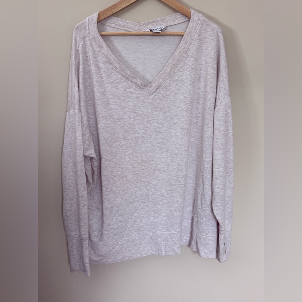 Athleta Lightweight Sweatshirt Vneck Beige Size 2X *see description*